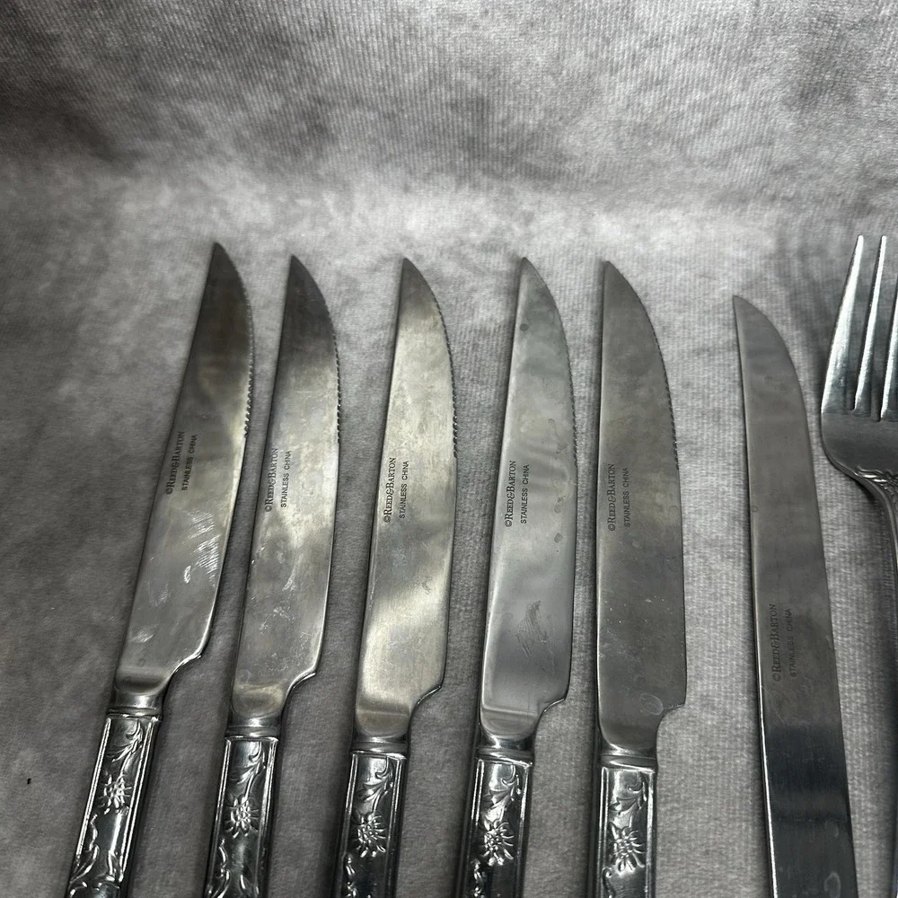 Reed And Barton Queens Garden Flatware 45 Piece Set Fork Knives Spoons